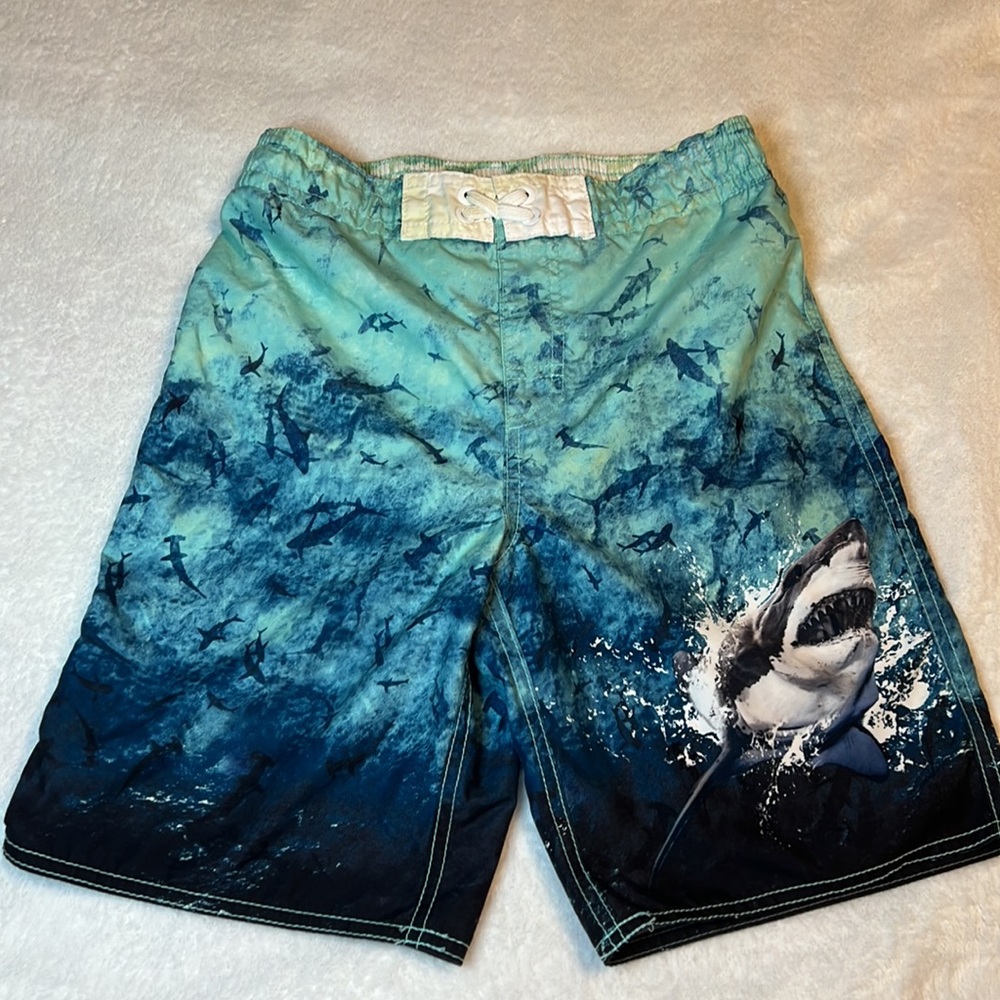 Old Navy Boys Shark Swimming Shorts Large 10-12